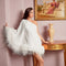 One Shoulder Fur Hem Cape Dress - ROUTINE FASHION